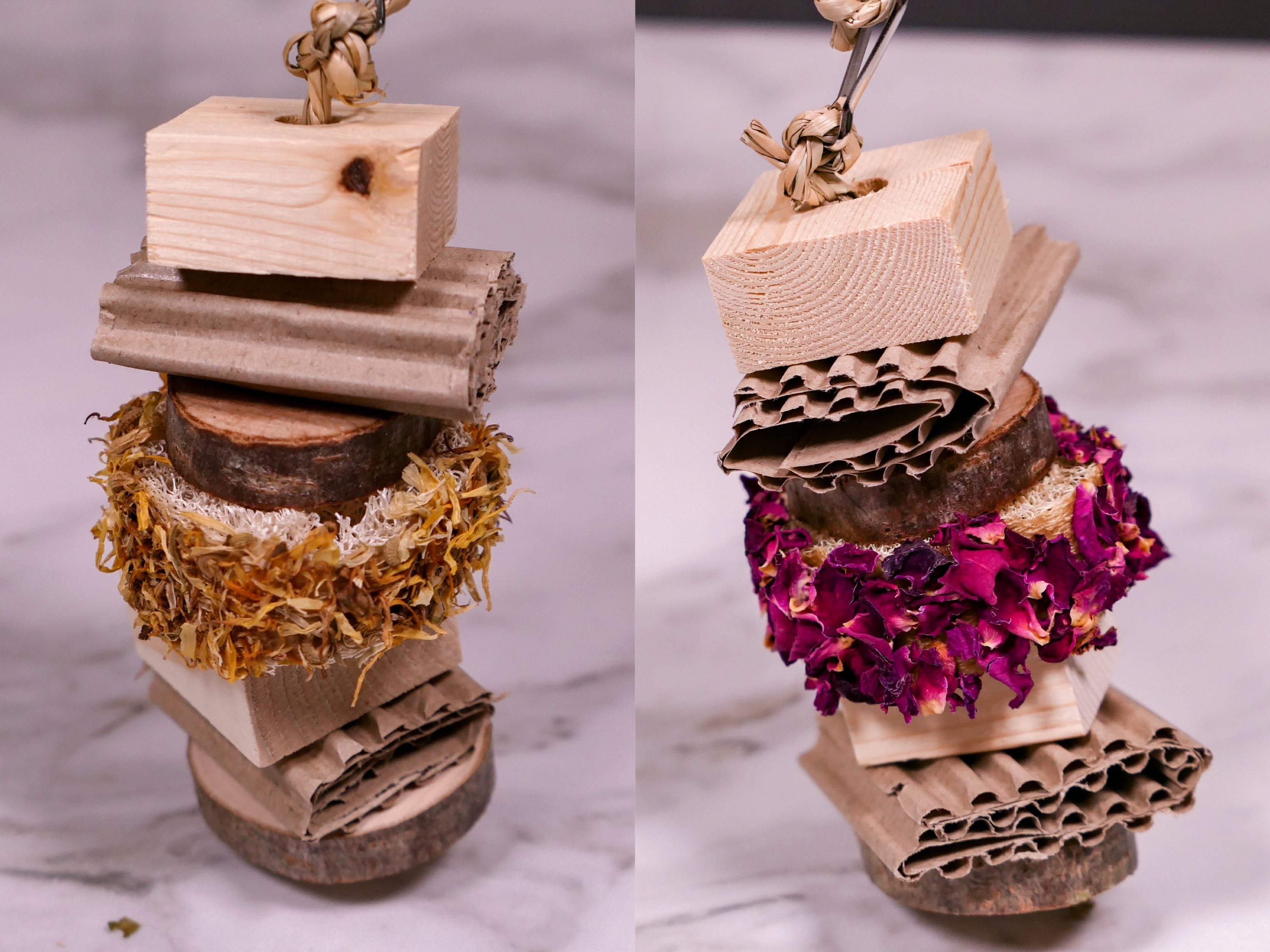 Floral Loofah Nibble and Chew Hanging Toy