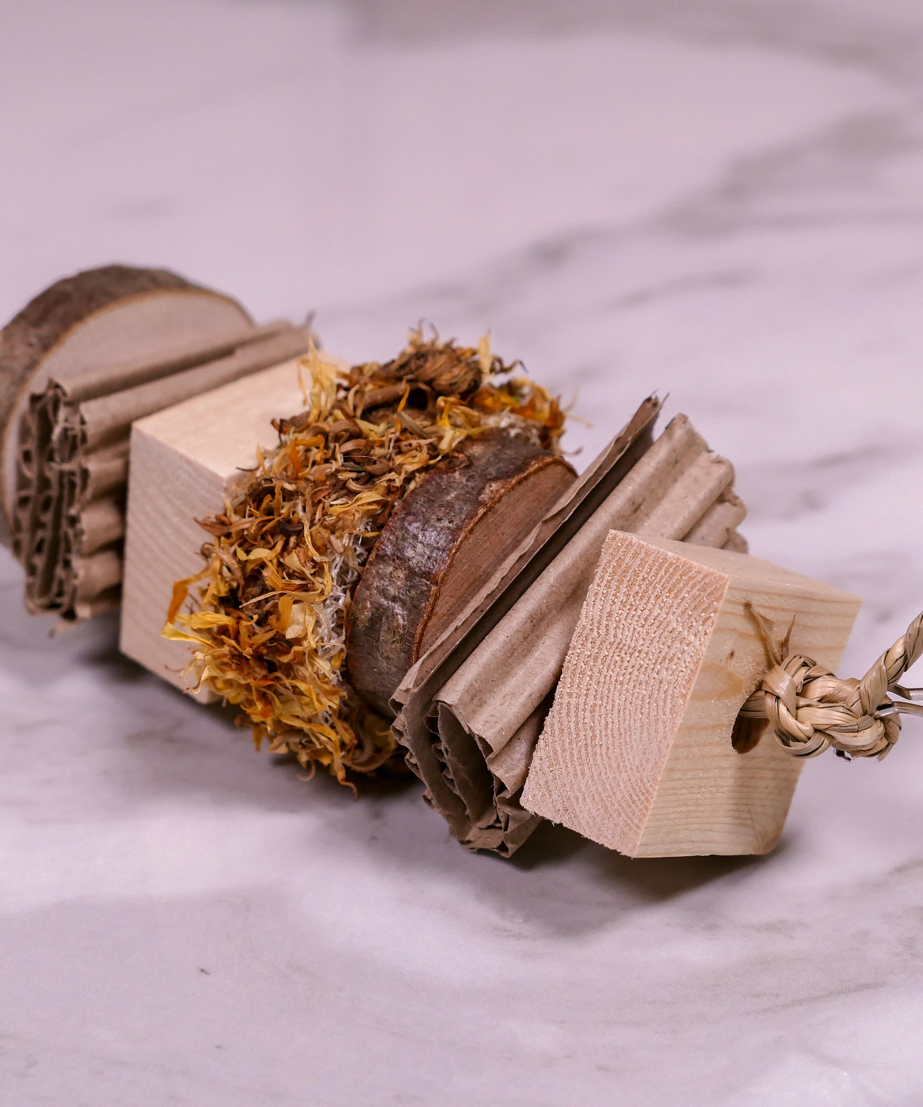 Floral Loofah Nibble and Chew Hanging Toy