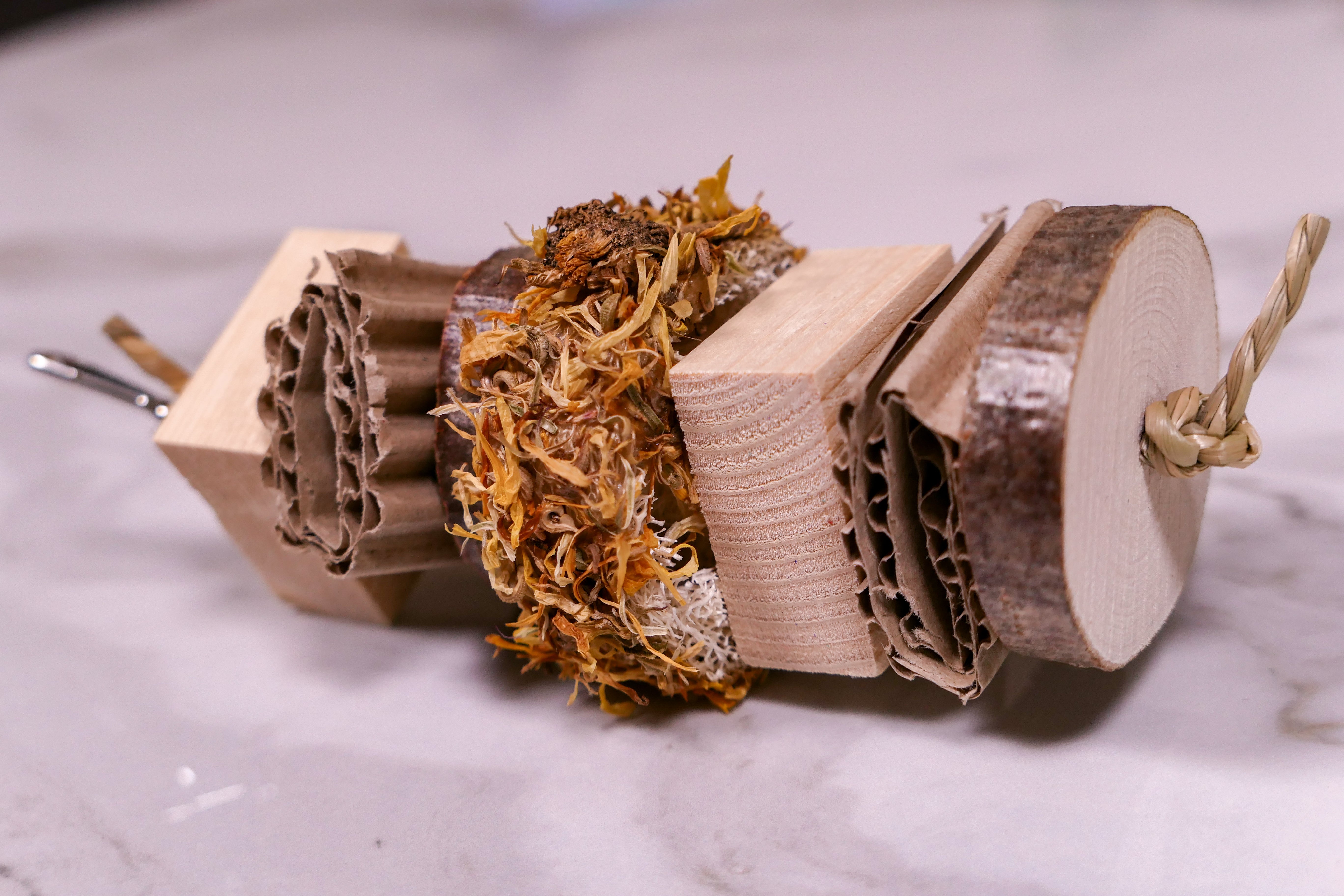 Floral Loofah Nibble and Chew Hanging Toy