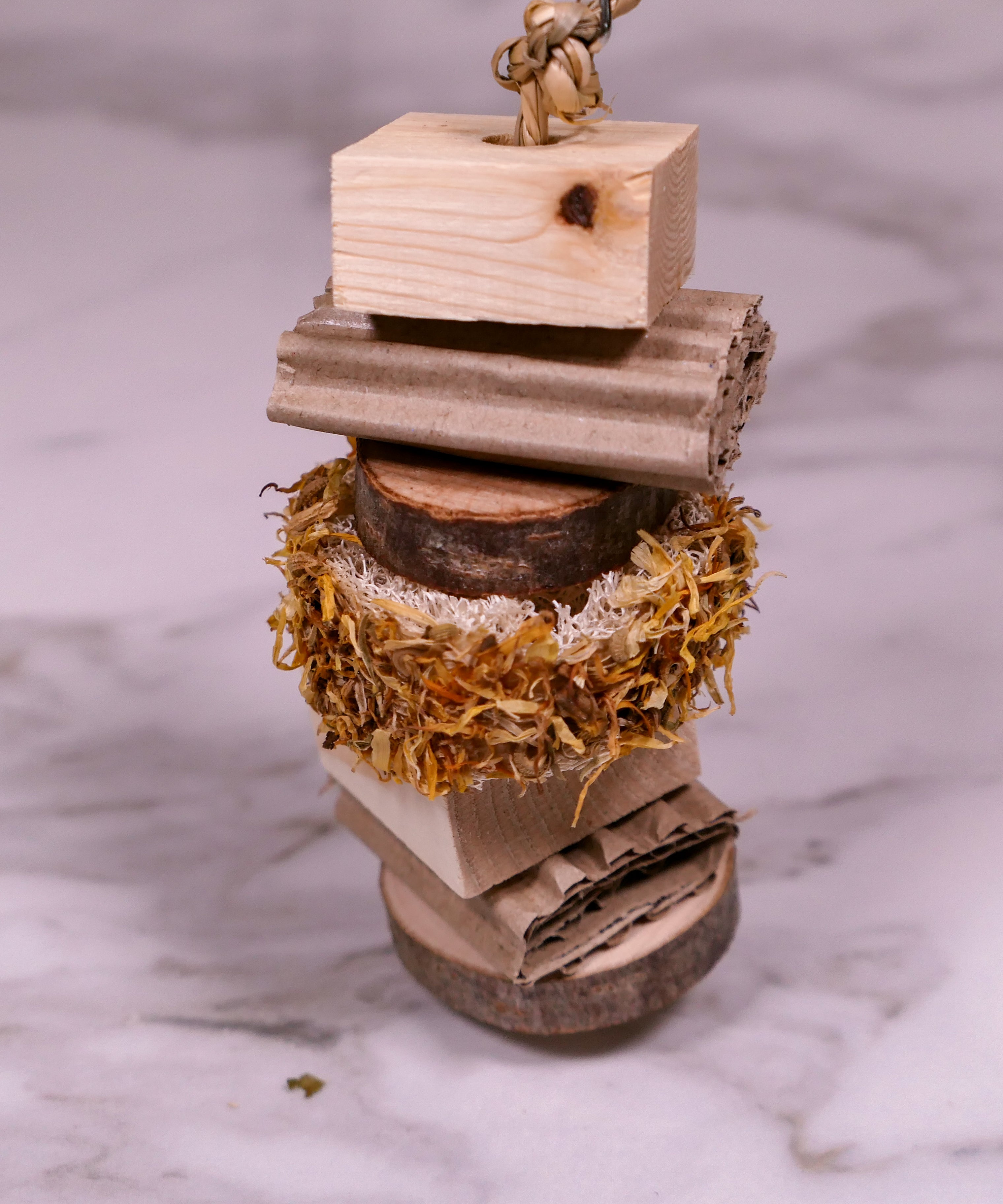 Floral Loofah Nibble and Chew Hanging Toy