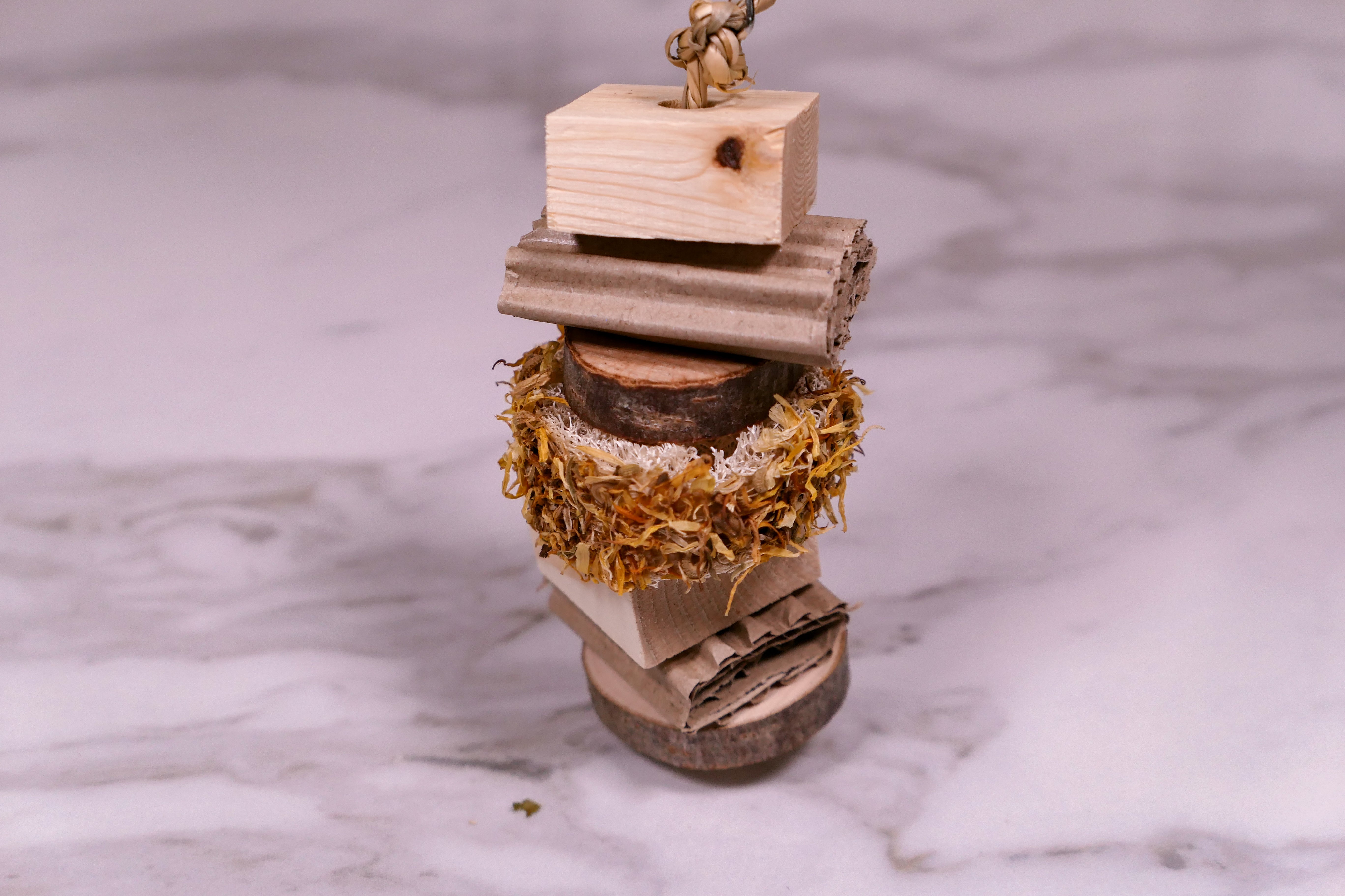 Floral Loofah Nibble and Chew Hanging Toy