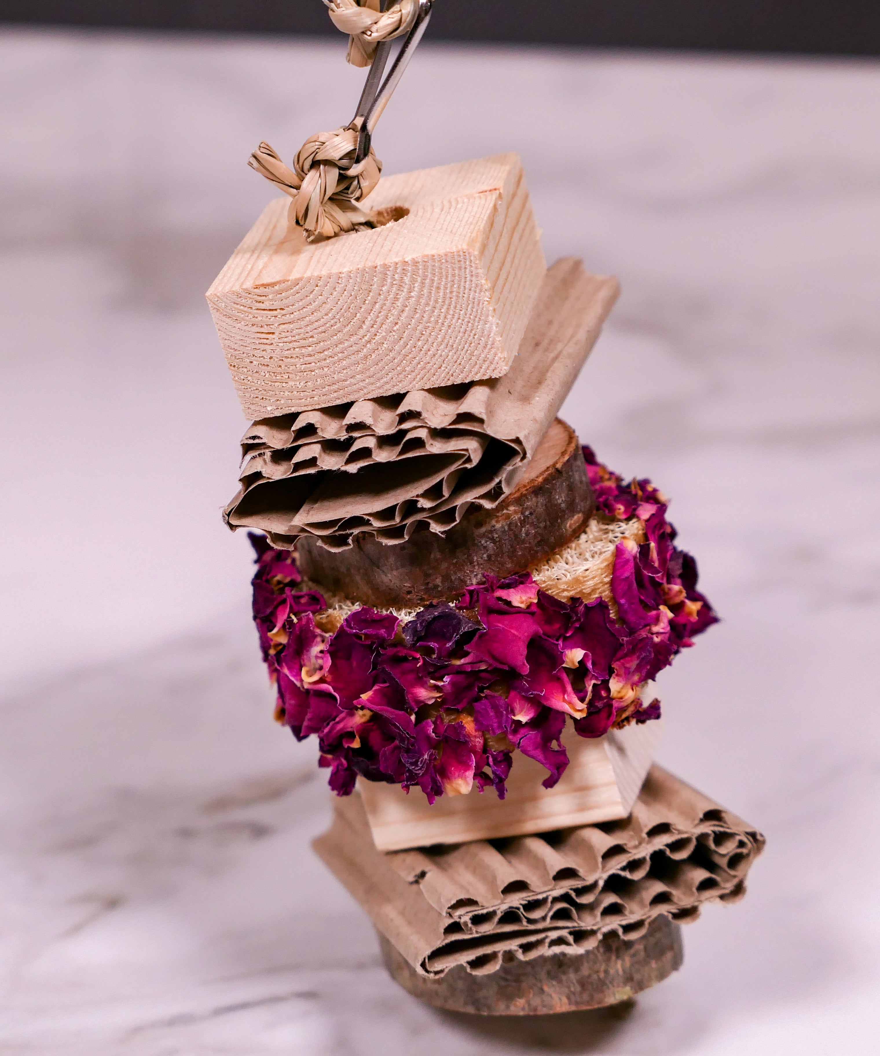 Floral Loofah Nibble and Chew Hanging Toy