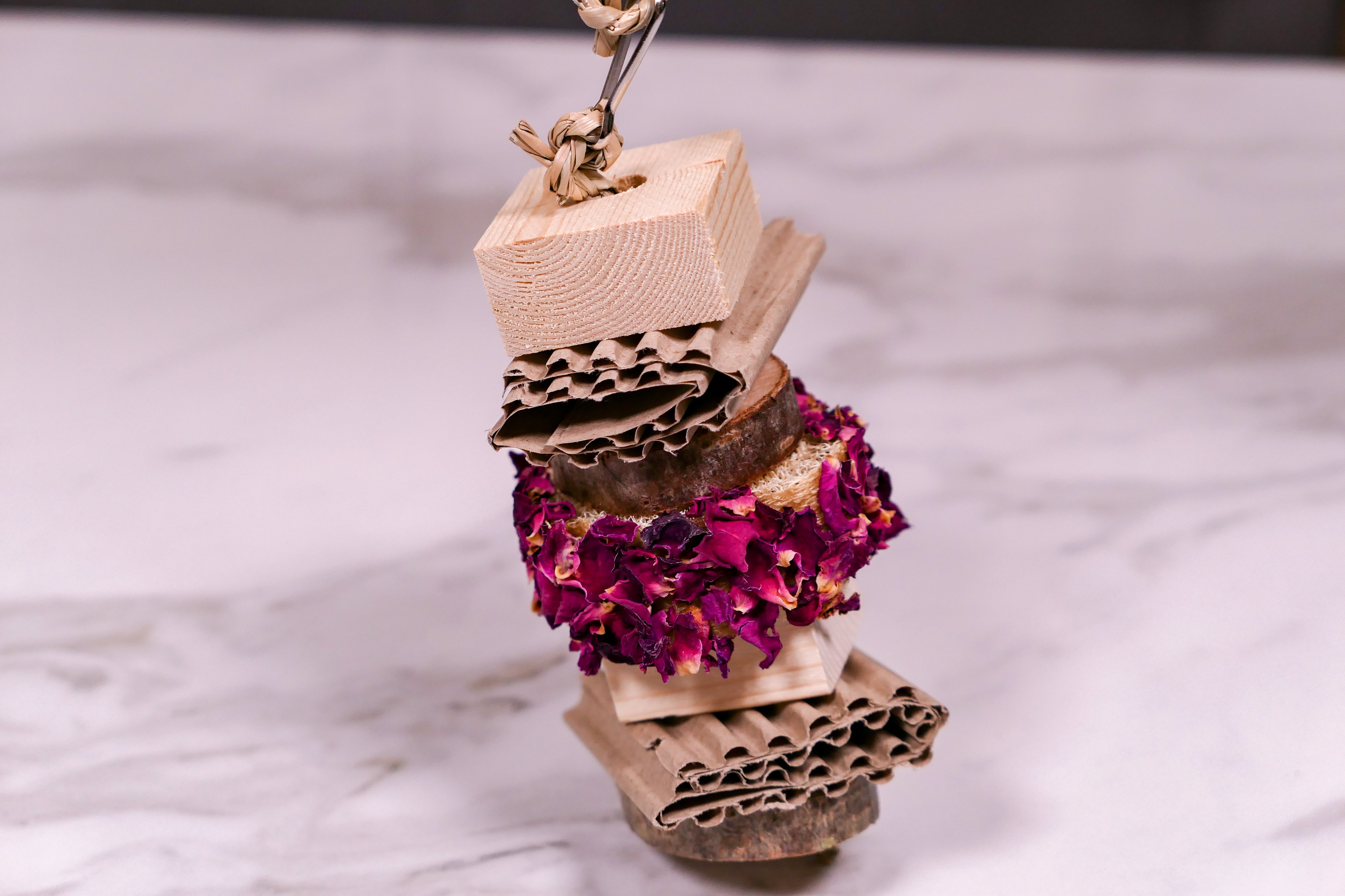 Floral Loofah Nibble and Chew Hanging Toy