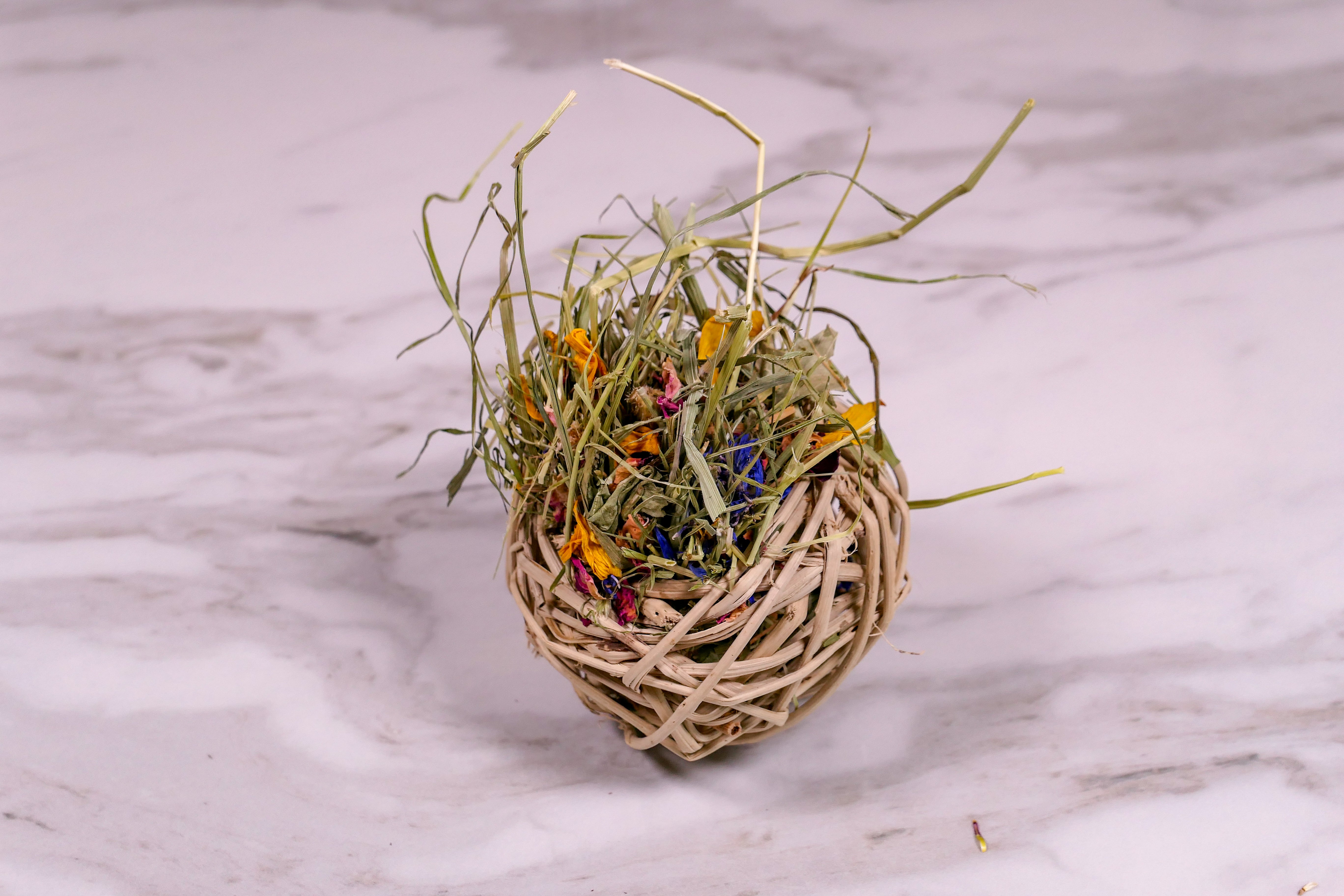 Timothy Hay & Flower Stuffed Vine Nest